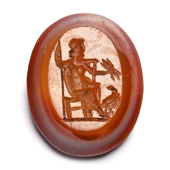 Roman Banded Agate Gemstone with Jupiter Seated
