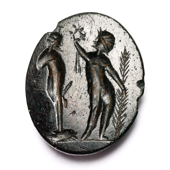 Roman Dark Green Gemstone with Erotic Scene