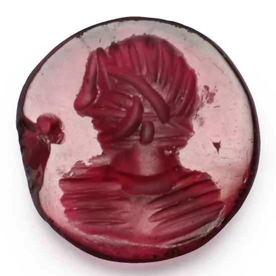 Roman Garnet Gemstone with Profile Bust
