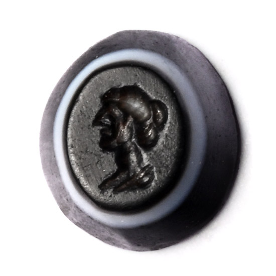 Roman Banded Agate Gemstone with Female Bust
