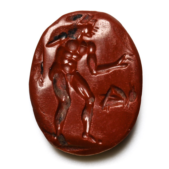 Roman Red Jasper Gemstone with Nude Wrestler