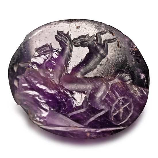 Roman Amethyst Gemstone with Quadriga