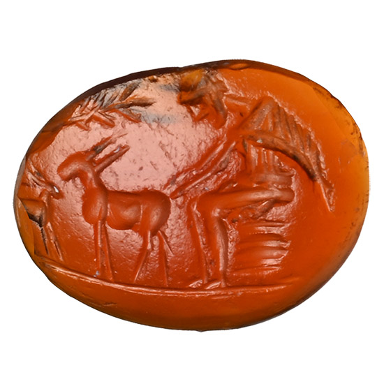 Roman Carnelian Gemstone with Man and Goat