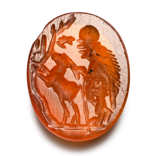 Roman Carnelian Gemstone with Shepherd and Goat