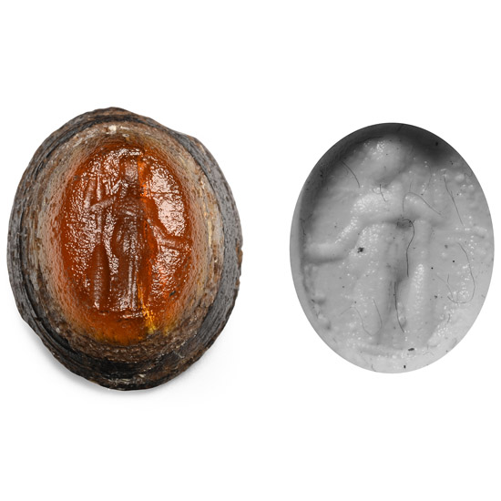 Roman Glass Gem with Minerva