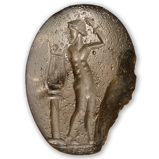 Large Roman Glass Gem with Apollo
