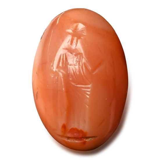 Roman Orange Agate Gemstone with Standing Figure
