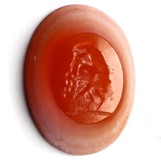 Roman Banded Orange Agate Gemstone with Gryllus