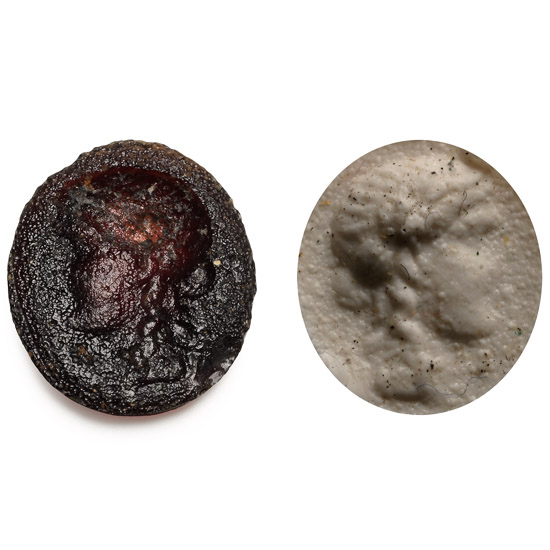 Roman Glass Gem with Female Bust