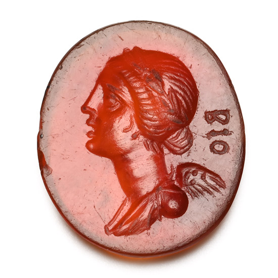 Roman Carnelian Gemstone with Portrait of Goddess Ebe