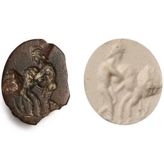 Roman Agate Gemstone with a Combat Scene with Gryphon