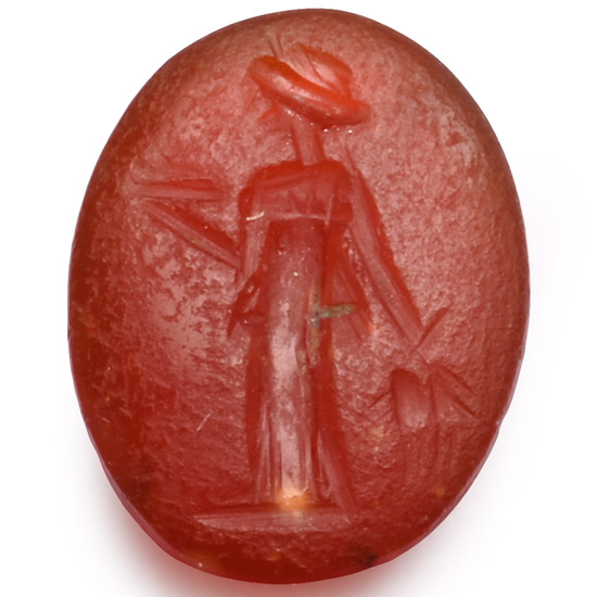 Roman Carnelian Gemstone with Standing Female