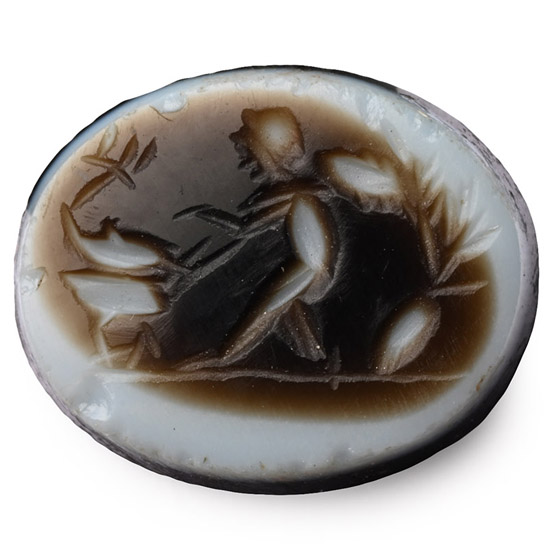 Roman Banded Agate Gemstone with Putto