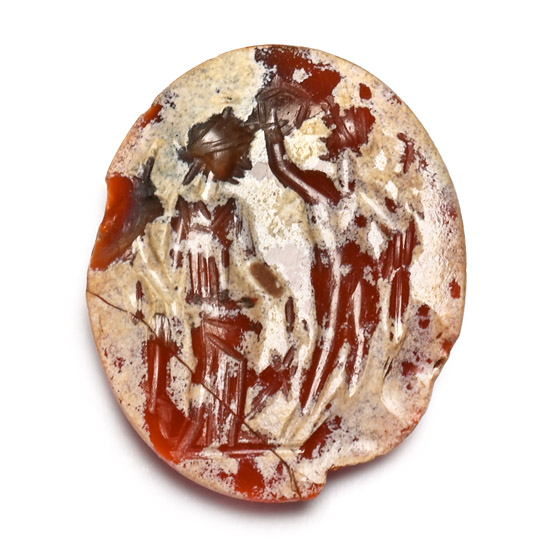 Roman Carnelian Gemstone with Gods Mercury and Minerva