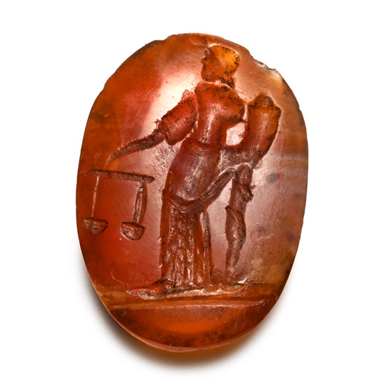 Roman Carnelian Gemstone with the Goddess Fortuna