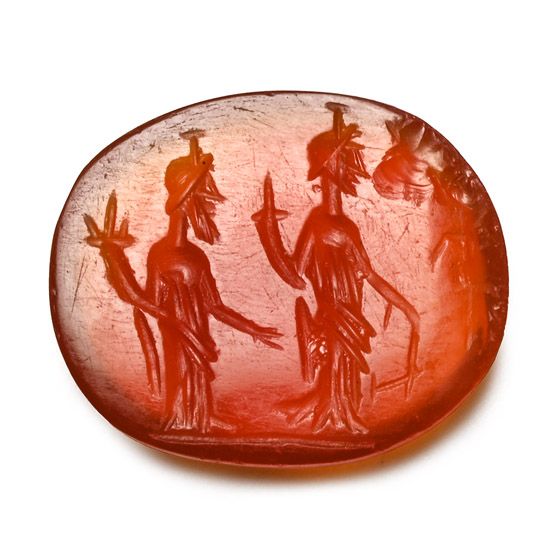 Roman Carnelian Gemstone with Fortuna and Abundantia