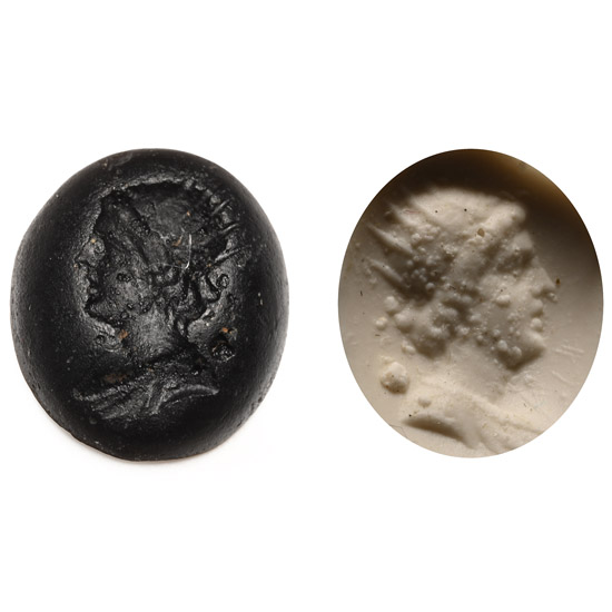 Roman Glass Gem with Bearded Bust