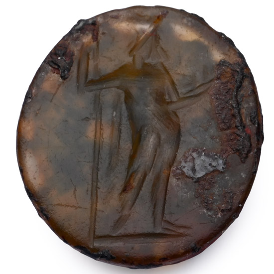 Roman Agate Gemstone with Figure Holding a Spear