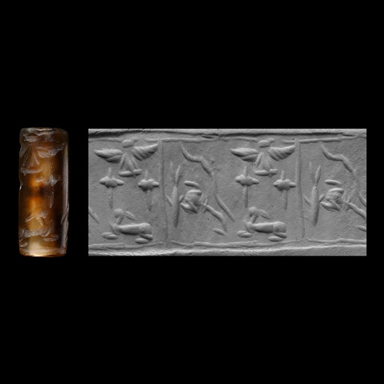 Western Asiatic Carnelian Cylinder Seal with Animals