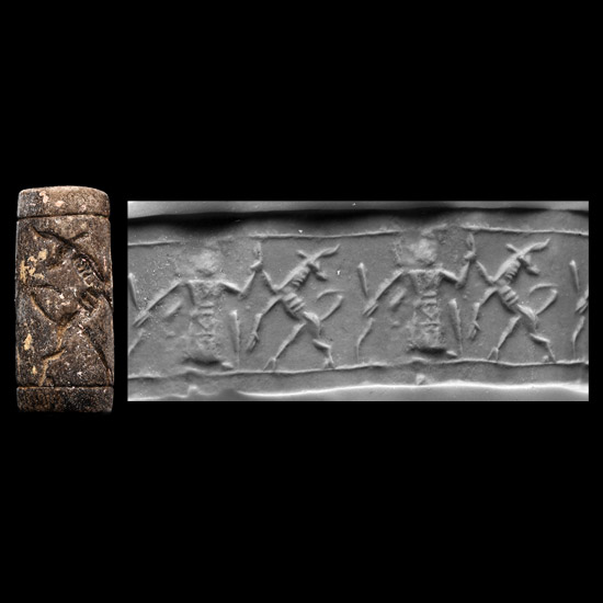 Western Asiatic Stone Cylinder Seal with Contest Scene