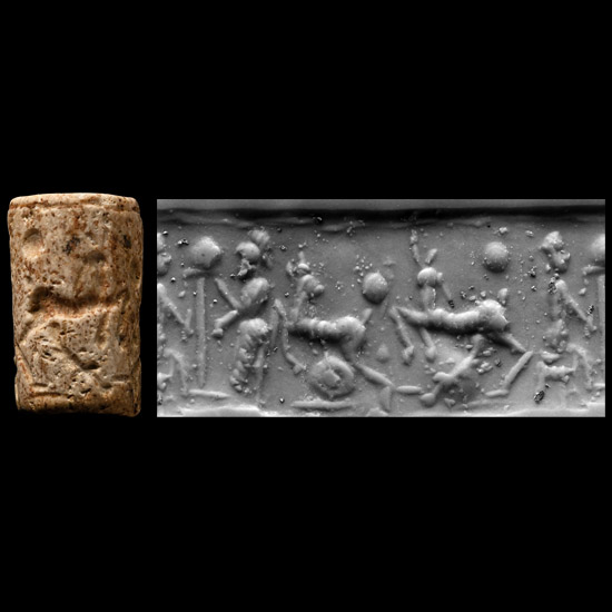 Western Asiatic Stone Cylinder Seal with Presentation Scene