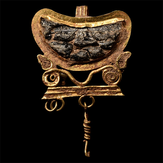 Roman Gold Lunar Pendant with Dangles