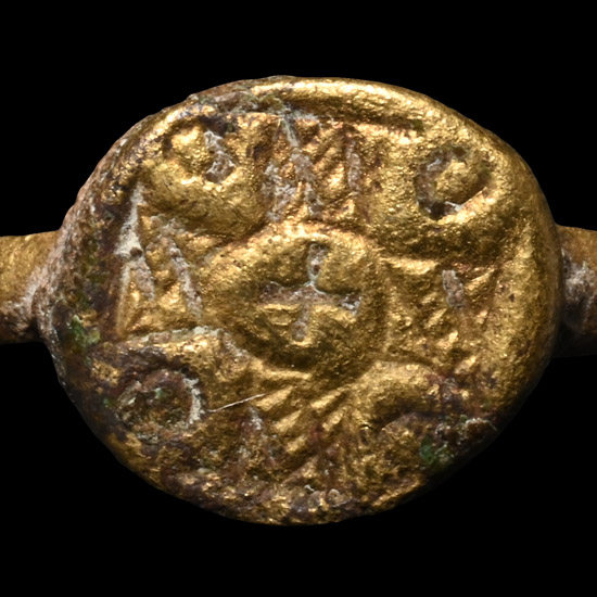 Medieval Bronze Ring with Cross