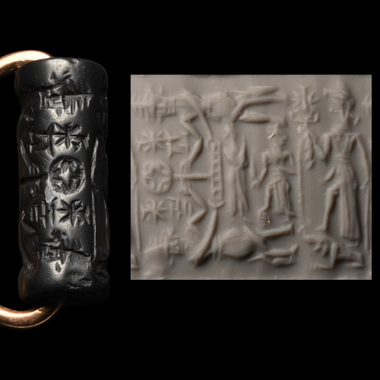 Western Asiatic Cylinder Seal in Gold Mount