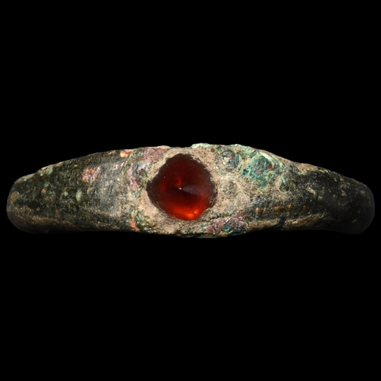 Roman Childs Bronze Ring with Garnet Gemstone