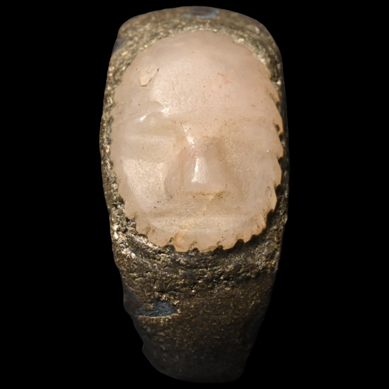 Roman Face Intaglio in Bronze Ring