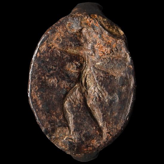 Large Greek Bronze Ring with Nike