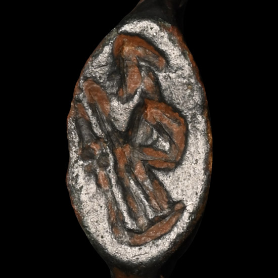 Greek Bronze Childs Ring with a Warrior