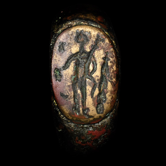 Roman Bronze Ring with Standing Figure