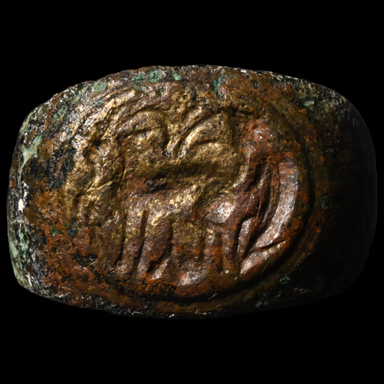 Roman Bronze Ring with an Ibex