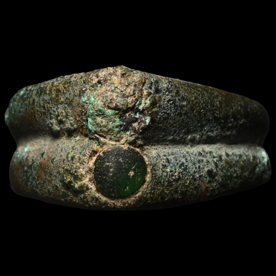 Roman Bronze Double Bezel Ring