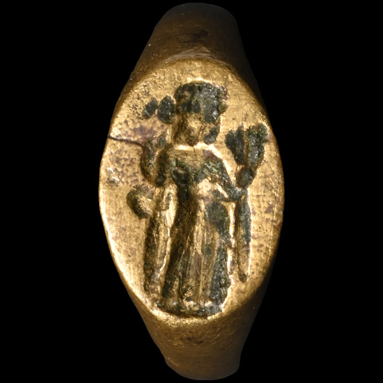 Roman Bronze Ring with Standing Figure