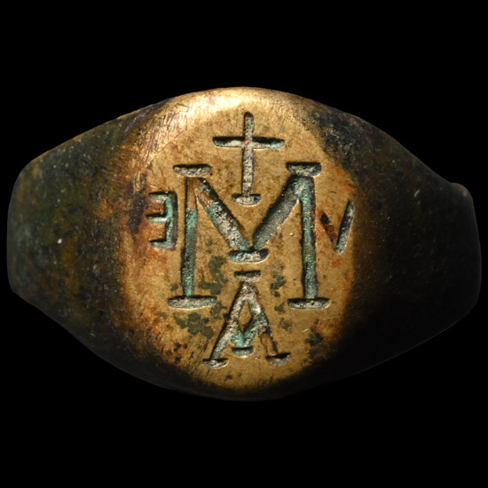 Medieval Bronze Ring with Ave Maria