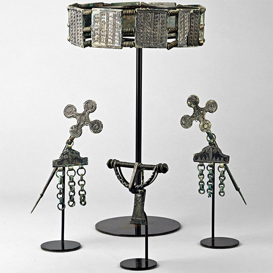 Viking Period Ornate Crown with Brooch and Pin Set