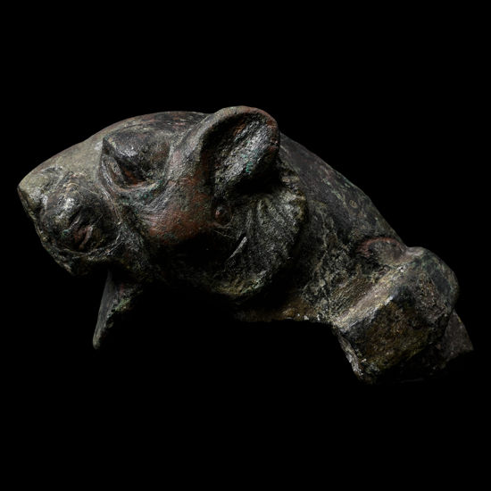 Roman Bronze Lions Head Mount