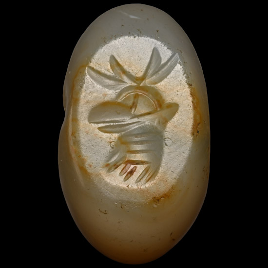 Sasanian Banded Agate Stamp Seal with Bust