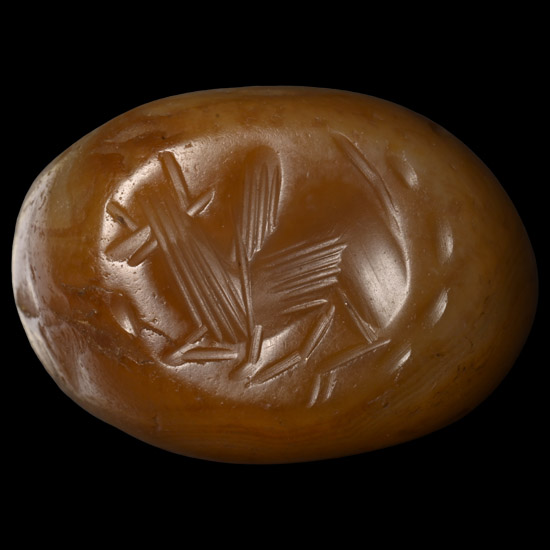 Sasanian Marbled Agate Stamp Seal with Bull