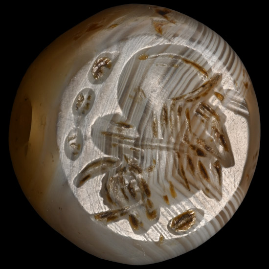 Sasanian Banded Agate Stamp Seal with Portrait