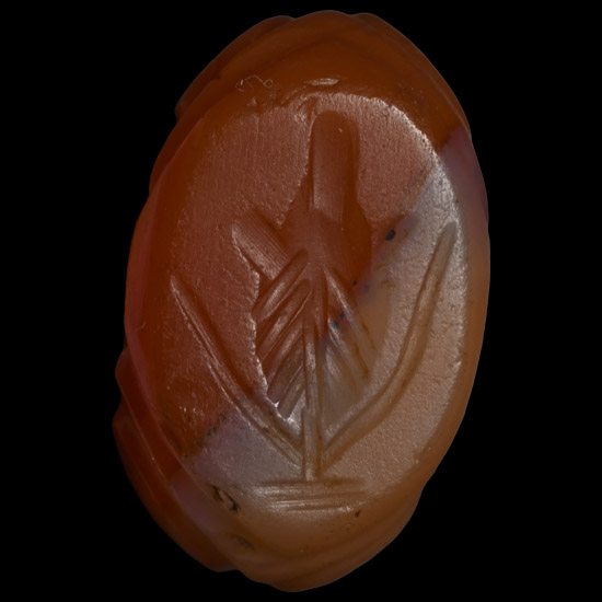 Sasanian Carnelian Stamp Seal with Flower