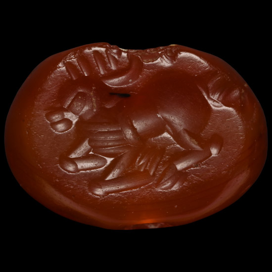 Sasanian Carnelian Stamp Seal with Recumbent Animal