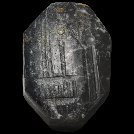 Large Neo-Babylonian Chalcedony Stamp Seal with King