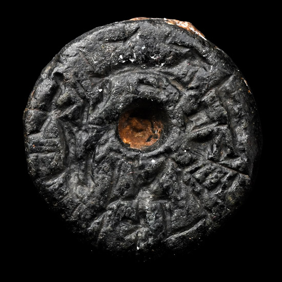 Western Asiatic Black Stone Stamp Seal with Animals