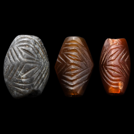 Western Asiatic Decorated Agate Bead Group