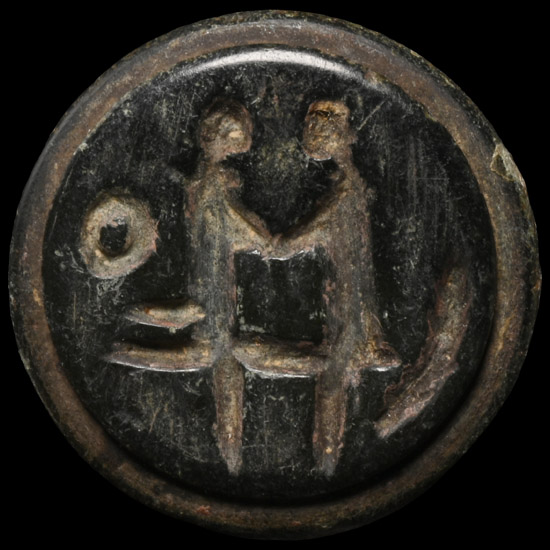 Elamite Schist Stamp Seal with Married Couple