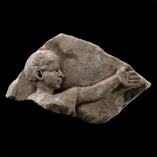 Roman Marble Relief Fragment of a Boy with Outstretched Arm