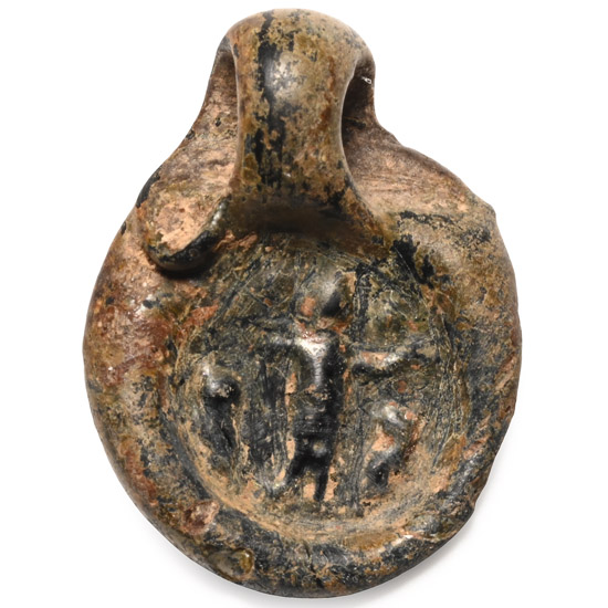 Roman Glass Pendant with Standing Warrior